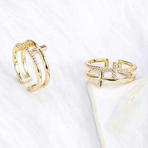 即日発送！高品質デザインリング 指輪 ジルコニアリング 幅約11.5mm ゴールド（1ヶ）