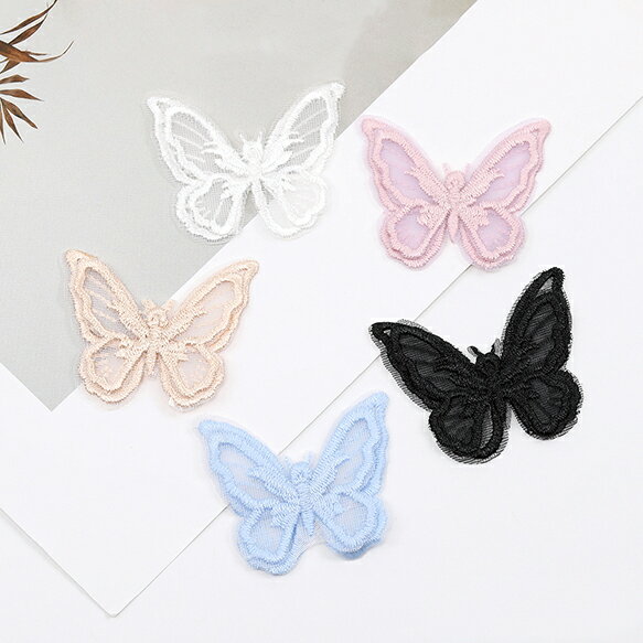 即日発送！刺繍ワッペン 蝶型 4×4.5cm（10ヶ）