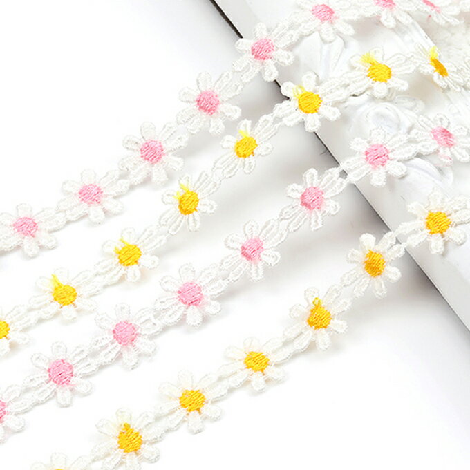 即日発送！刺繍ワッペン デイジー 13mm（50cmx2個）