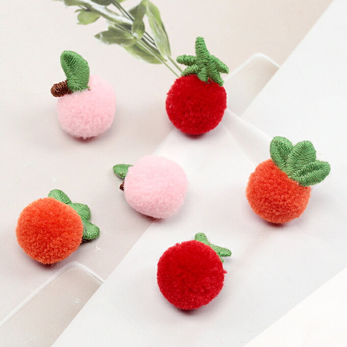 即日発送！クッションフルーツパーツ チェリー さくらんぼのクッションパーツ ヘアクリップ 洋裁用もふもふパーツ 約15×25mm(6ヶ) craftmax11-10014404 craftmax サンプル画像3