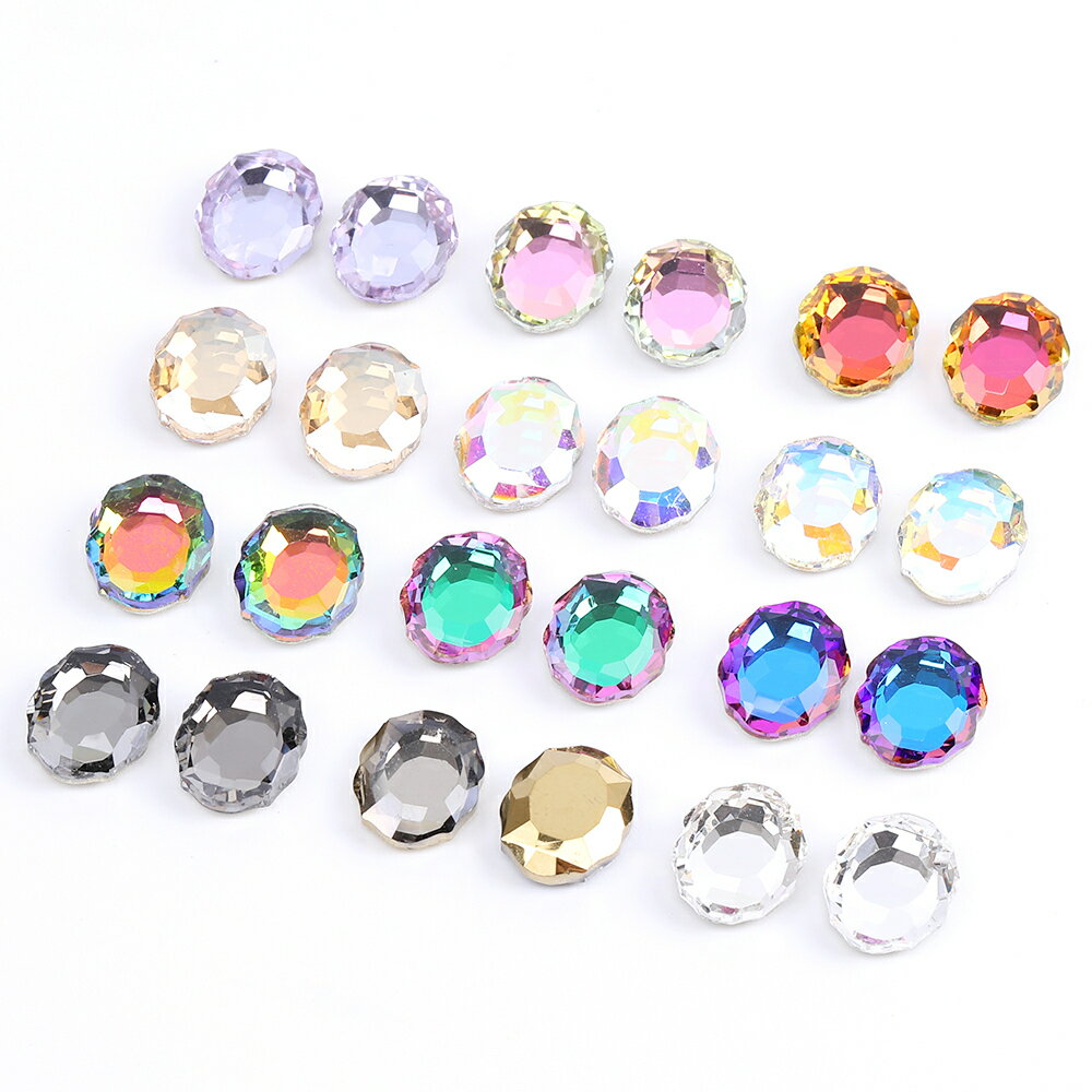 即日発送！Vカットガラスストーン ラウンド ラインストーン ネイルパーツ 8×10mm（15ヶ）