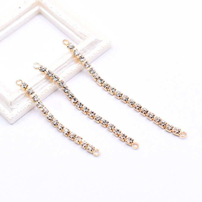 即日発送！ラインストーン付きチャーム スティック 2カン付き ゴールド【6ヶ】
