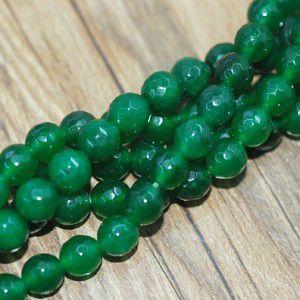即日発送！天然石ビーズ 半貴石ビーズ 染色 丸玉 粒売り ダークグリーン 8mm(35cm)