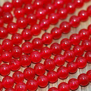 Genuine, Semi-Precious Stones - 即日発送！染色半貴石 丸玉 レッド 6mm(35cm)