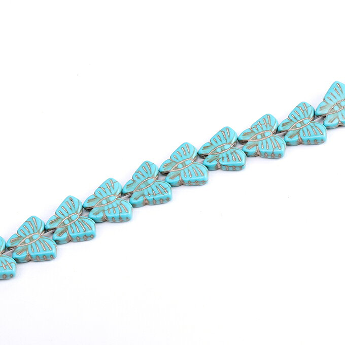 Rakuten - 即日発送！天然石ビーズ ターコイズ 蝶 13×15mm（1連）
