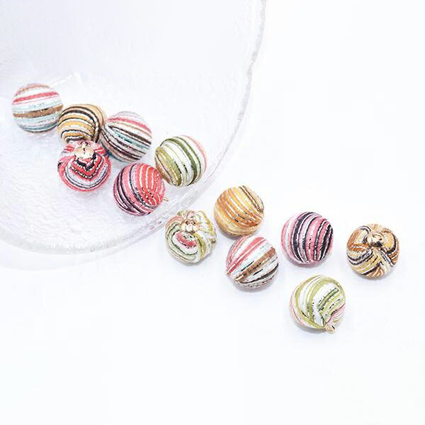 Rakuten - 即日発送！金属ボールチャーム ストライプベロア付き 15×17mm 全4色