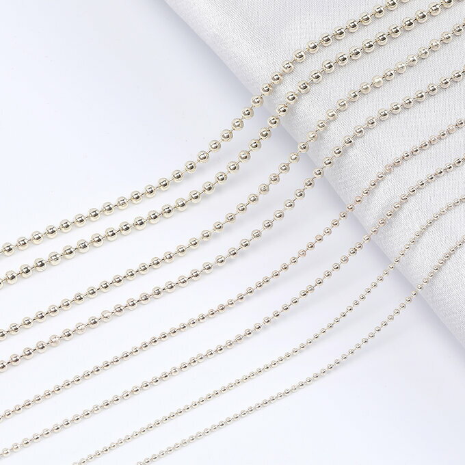 即日発送！ボールチェーン ゴールドボールチェーン ネックレス ブレスレット キーホルダーチェーン 4サイズ ライトゴールド