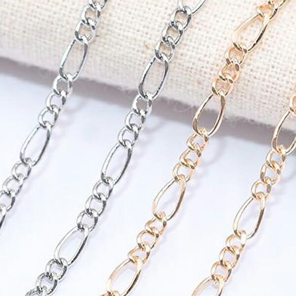 即日発送！鉄製チェーン フィガロチェーン 3:1 面取り 2.1mm【2m】