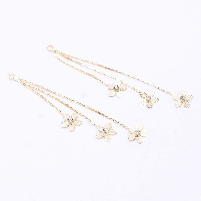 即日発送！高品質チェーンチャーム ストーン付き フラワー 1カン 77mm ゴールド【1ヶ】