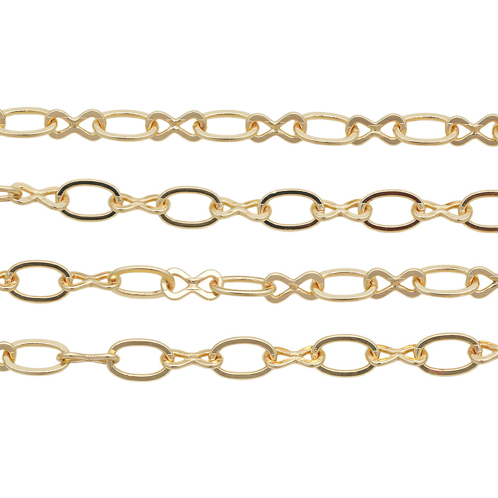 即日発送！メタルデザインチェーン ブレスレット ネックレス アクセサリーパーツ 鉄製 約4×7mm /約3×6mm (1m)