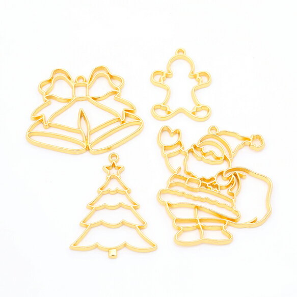 即日発送！レジンフレームチャーム クリスマスモチーフ ベル ジンジャーブレッドマン クリスマスツリー..