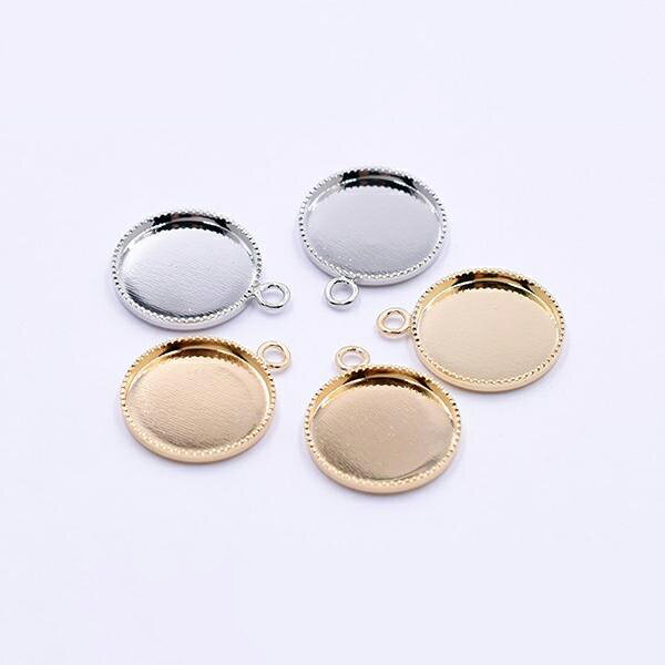 即日発送！ミール皿 レジンプレートチャーム ラウンド 1カン14mm（5ヶ）