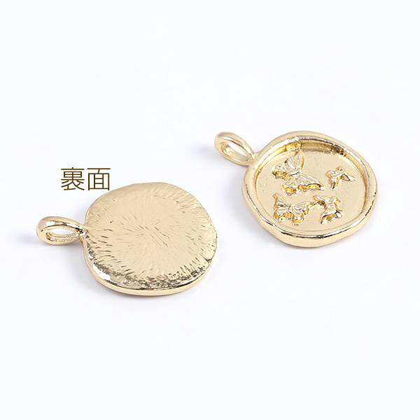 即日発送！ミール皿チャーム ラウンド 蝶 15×19mm ゴールド（8ヶ）