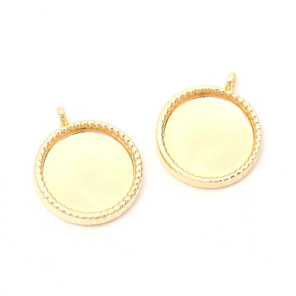 即日発送！ミール皿チャーム ラウンド 円形 丸型 1カン付き ゴールド 14×17mm（4ヶ）