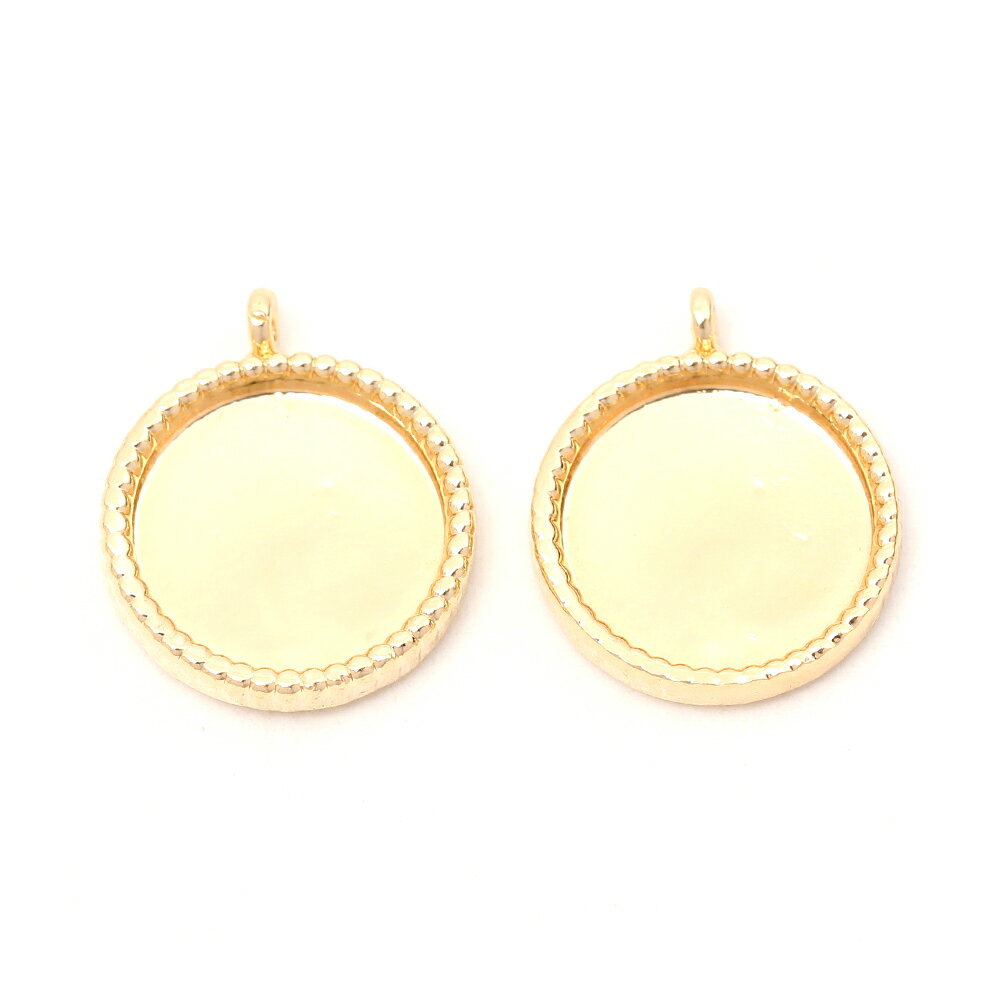 即日発送！ミール皿チャーム ラウンド 円形 丸型 1カン付き ゴールド 14×17mm（4ヶ）