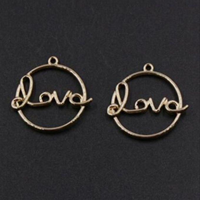 Rakuten - 即日発送！レジン枠 チャーム サークル LOVE 22×27mm ゴールド【4ヶ】