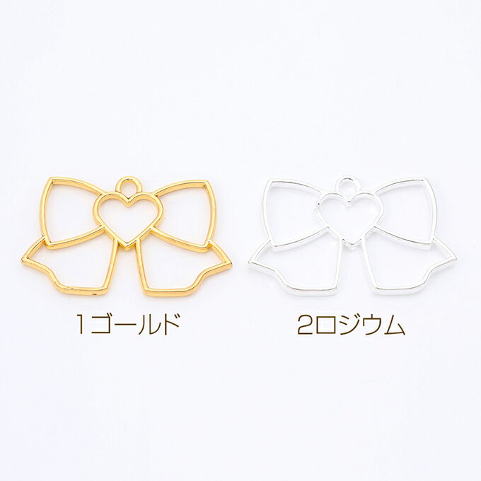 即日発送！レジンフレームチャーム リボン 26×42mm（4ヶ）