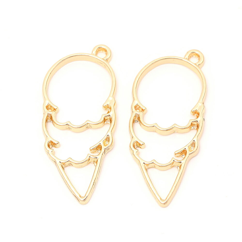 即日発送！レジンフレームチャーム アイスクリーム 1カン付き ゴールド 18×41mm（4ヶ）