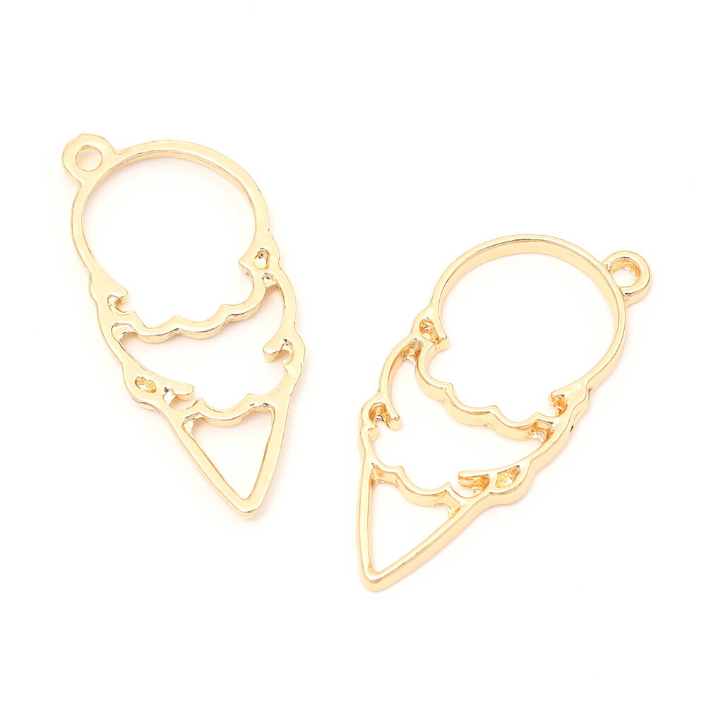 即日発送！レジンフレームチャーム アイスクリーム 1カン付き ゴールド 18×41mm（4ヶ）