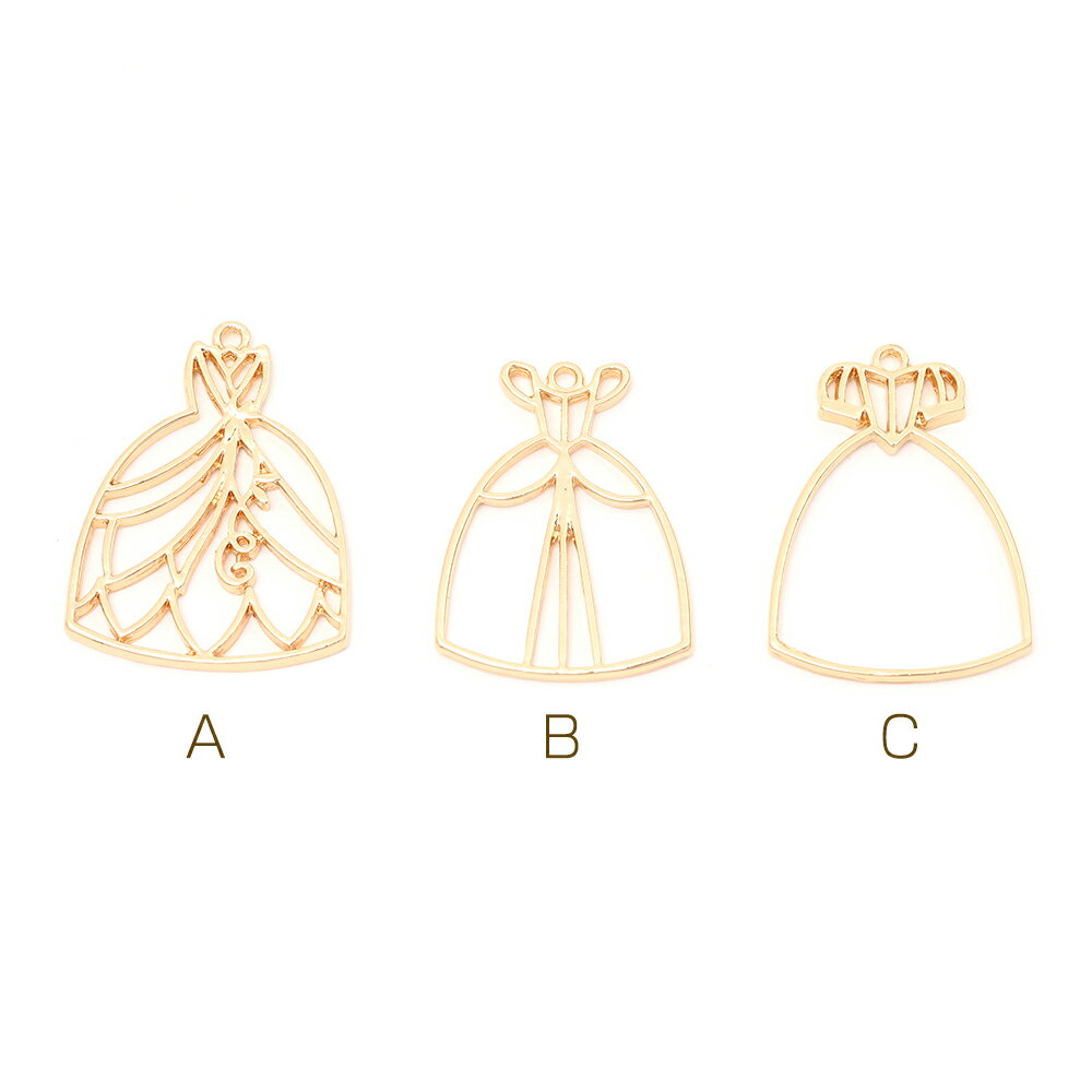 即日発送！レジンフレームチャーム プリンセスドレス 1カン付き ゴールド