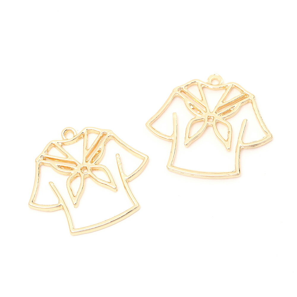 即日発送！レジンフレームチャーム 半袖 1カン付き ゴールド 29×33mm（4ヶ）