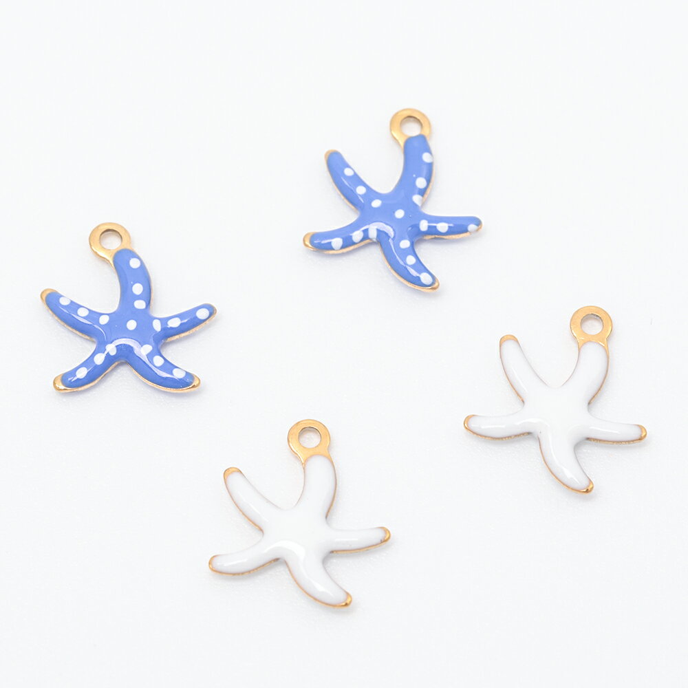 即日発送！ステンレス製エポチャーム ヒトデ 高品質 メタルチャーム 電気メッキ加工 SUS304 約10×10mm（1ヶ）