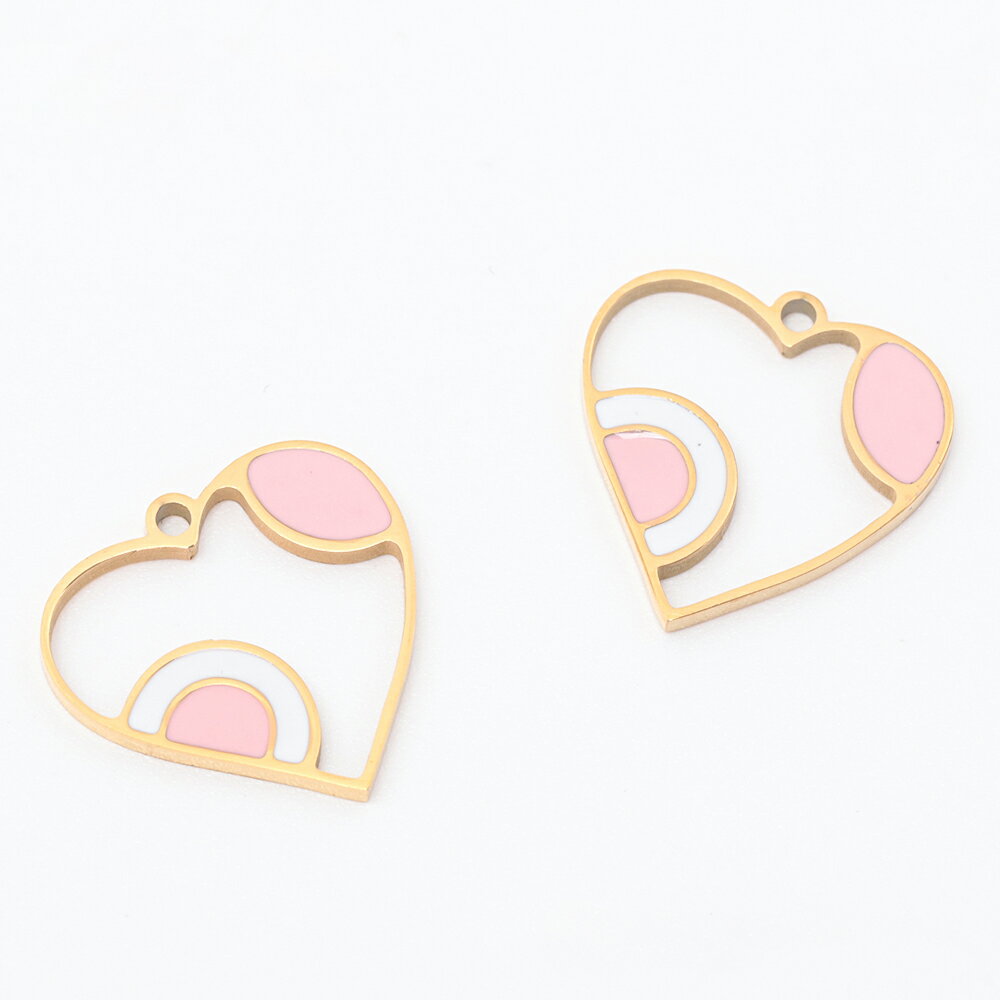 即日発送！ステンレス製エポチャーム ハート フレーム 高品質 メタルチャーム 電気メッキ加工 SUS304 ..
