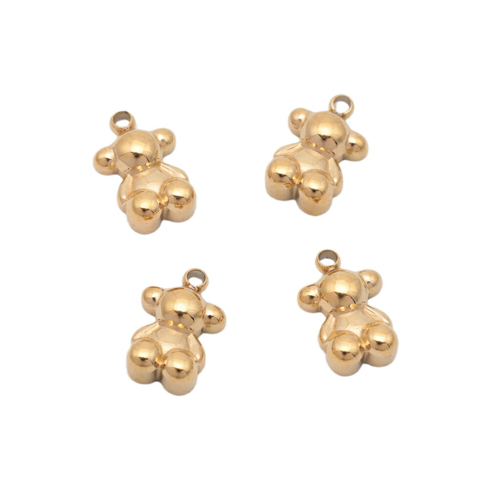 即日発送！メタルチャーム くまモチーフ キュートアニマルパーツ ステンレス製 カン付き 6×10mm (1 ヶ)