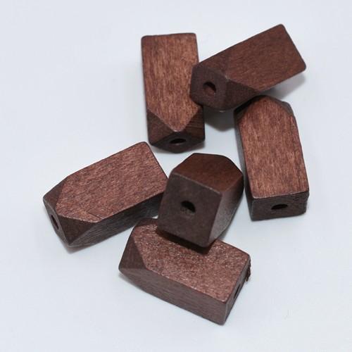 即日発送！ウッドビーズ ナチュラル カット長形 ブラウン 9×20mm【10ヶ】