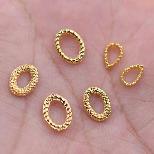 即日発送！ネイルパーツ メタルパーツ 雫＆楕円 オーバル ゴールド(15ヶ）