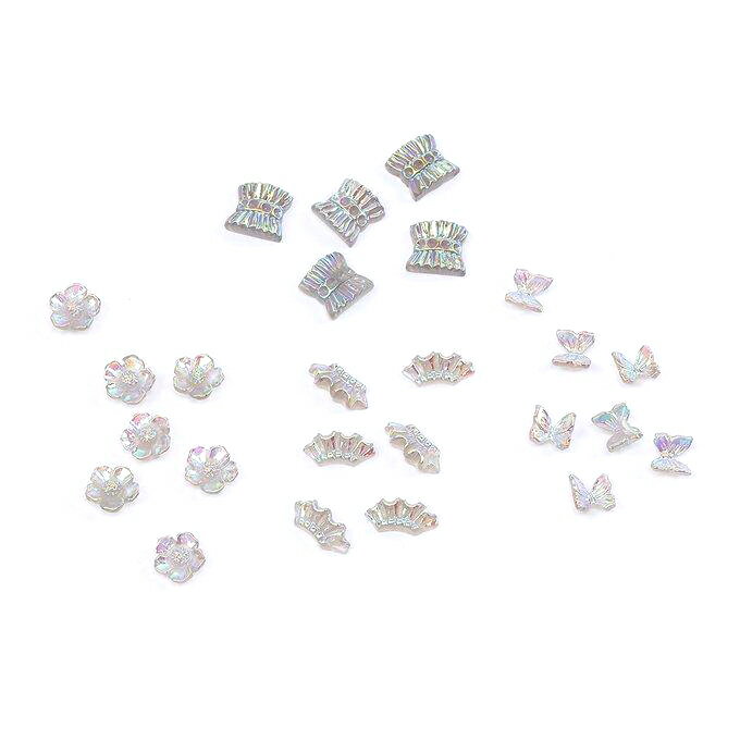 即日発送！ネイルパーツ 樹脂貼付けパーツ 全4種 グレーABカラー（20ヶ）