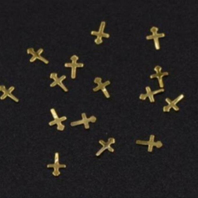 Rakuten - 即日発送！ネイルパーツ メタルパーツ クロス 3×4mm ゴールド【約480～500ヶ】