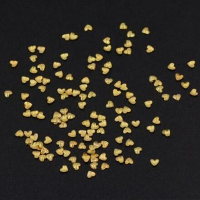 即日発送！ネイルパーツ メタルパーツ スクラブ ハート 2.5×2.5mm ゴールド【約480～500ヶ】