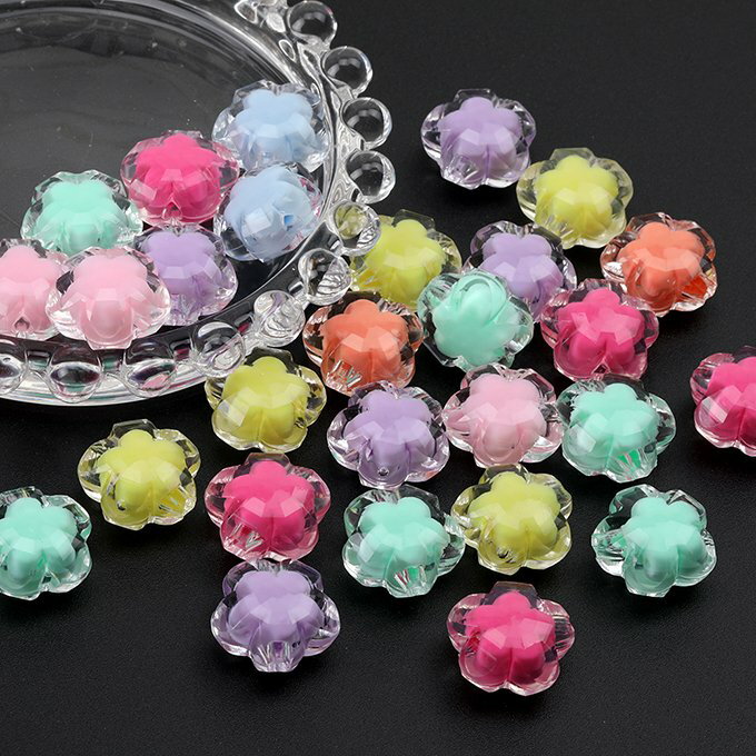 即日発送！アクリルビーズ フラワー ミックスカラー 17mm（20ヶ）