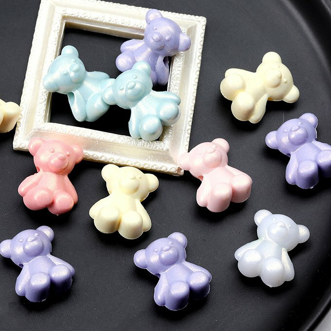 即日発送！アクリルビーズ くま クマ ベア パステルカラー ミックスカラー 15×18mm（30ヶ）