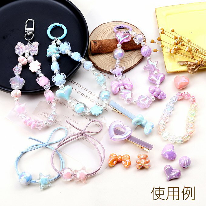 即日発送！アクリルビーズ くま クマ ベア パステルカラー ミックスカラー 15×18mm（30ヶ）