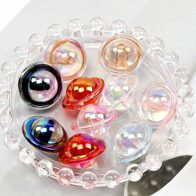 Rakuten - 即日発送！アクリルビーズ オーロラビーズ ミックスカラー 通し穴あり 16×22mm（6ヶ）