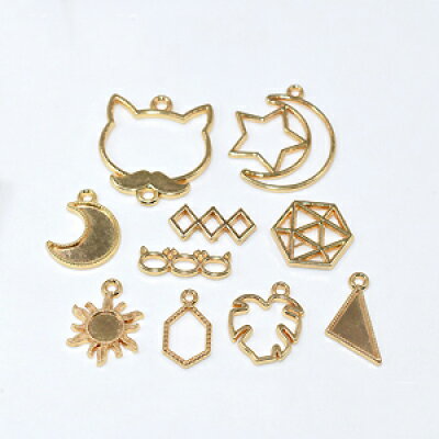 即日発送！レジン枠 チャームパーツミックス MIX いろんな形C【100g】ゴールド