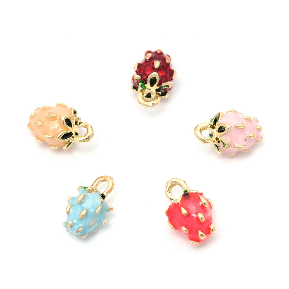 即日発送！エポいちごチャーム ミニ苺 立体いちごチャーム いちごパーツ フルーツチャーム 果物チャーム 1カン 約5×9mm（2ヶ）