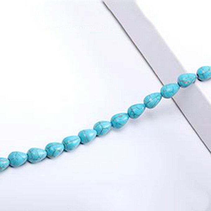即日発送！天然石ビーズ ターコイズ しずく型 8×11mm（1連）