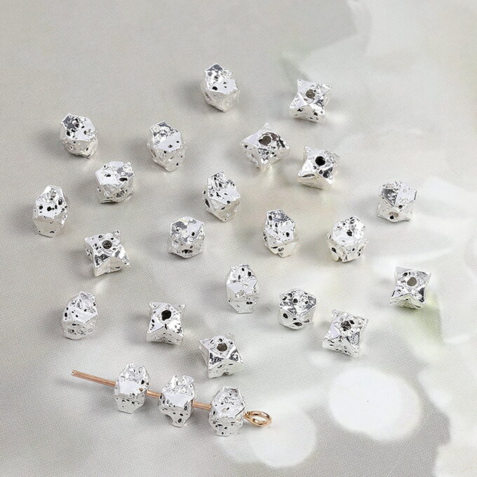 即日発送！人口石メッキビーズ メッキラヴァストーン(人口石) 四角形 5mm（20ヶ）