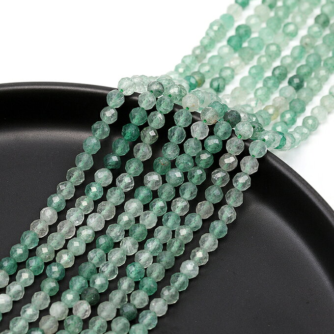 即日発送！天然石ビーズ 連売り グリーンストロベリークォーツ ラウンドカット 通し穴あり 2mm 1連(約160ヶ)の商品画像 2