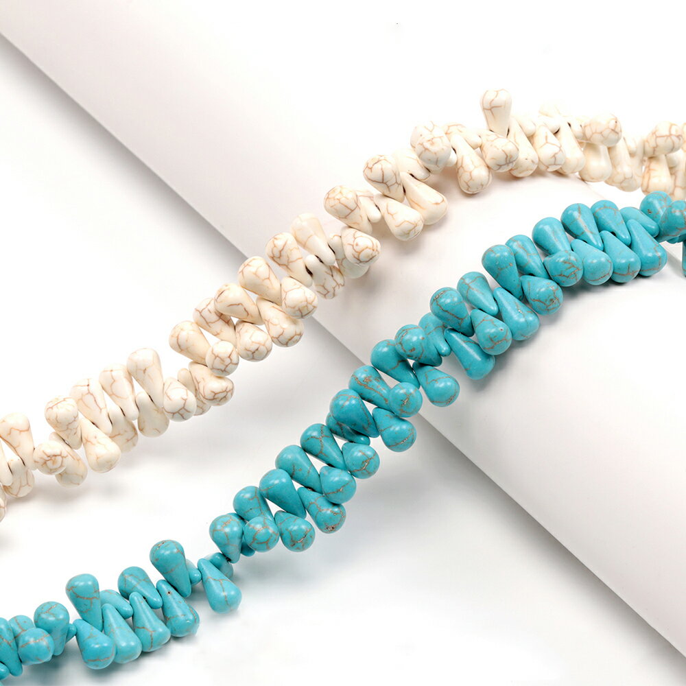 即日発送！天然石ビーズ ターコイズビーズ ハウライトビーズ ドロップビーズ 連売り しずく型 約6×11mm（1連）