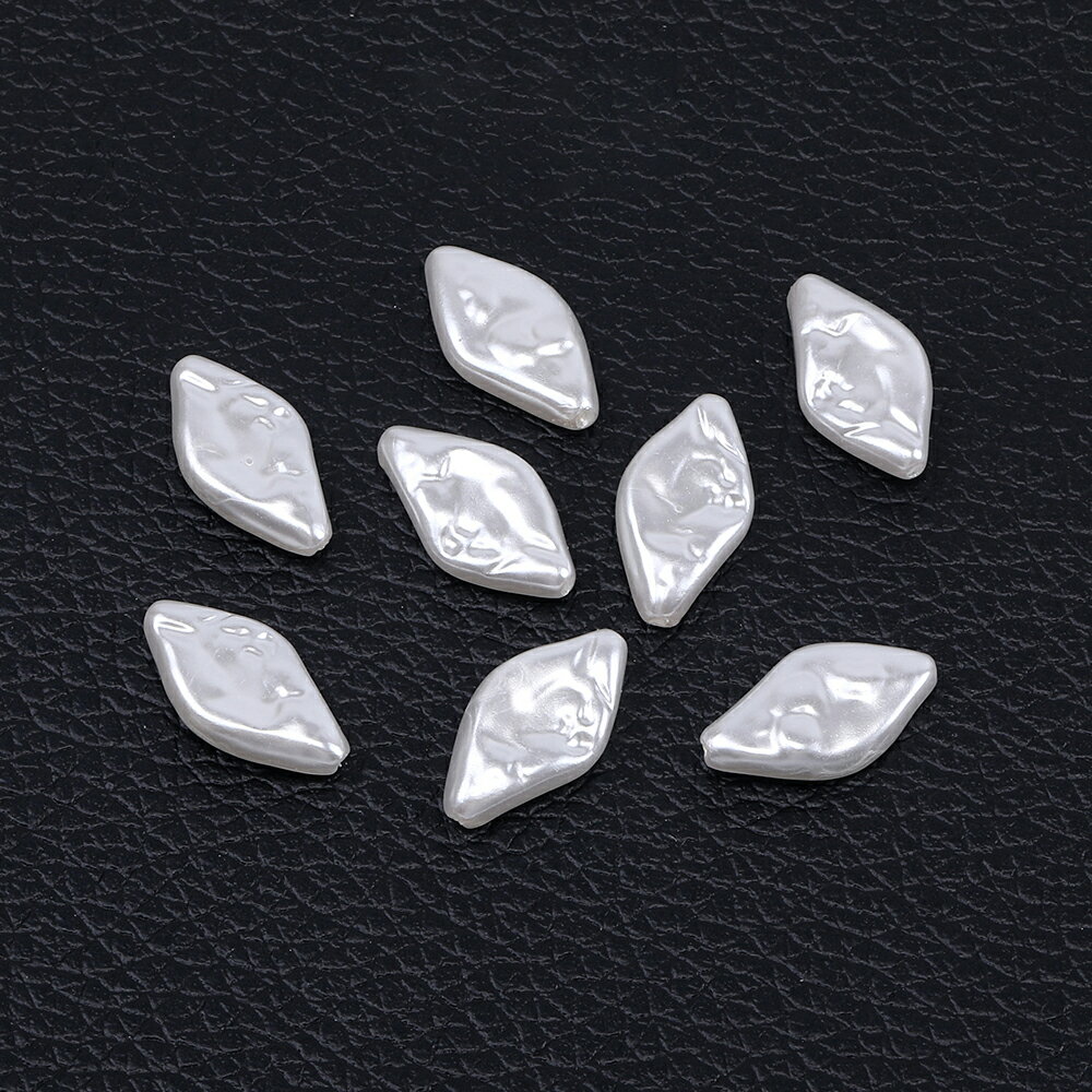 即日発送！パールビーズ ABS樹脂パールビーズ ひし形 9×17mm ホワイト（15ヶ）