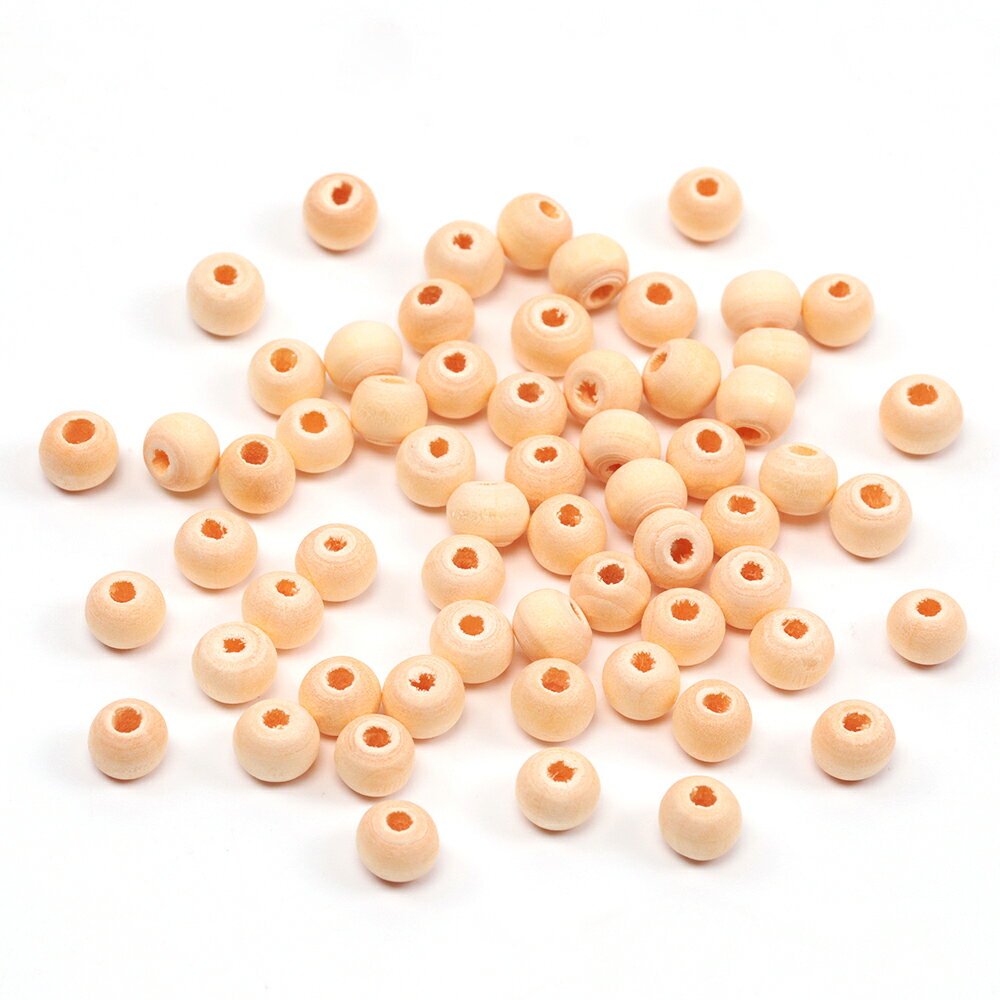 即日発送！ウッドビーズ 木製 ナチュラル 丸玉 ラウンド 約6mm（50ヶ）