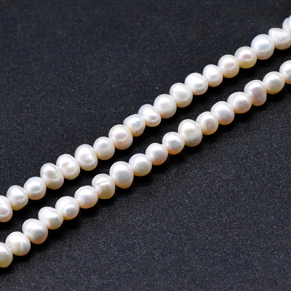 Rakuten - 即日発送！淡水パールビーズ 不規則オーバル 天然素材 4-5mm 1連(約70ヶ)