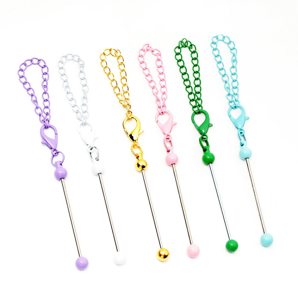 即日発送!カスタムキーホルダー ストラップ キーホルダー 金具 ビーズキーホルダー チェーン カニカン付き 約0.16×12cm(2ヶ)