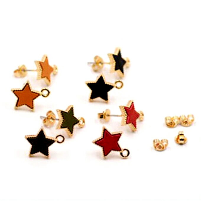 即日発送！ ピアスパーツ 星 カン付き アクリル貼り【4ヶ】