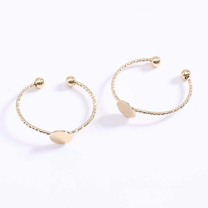 Immediate shipping! Ear cuff design hoop, round plate, 6mm, gold [4 pieces]
