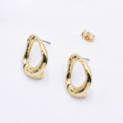 即日発送！チタンピアス金具 抜き不規則 カン付き 15×20mm ゴールド【4ヶ】